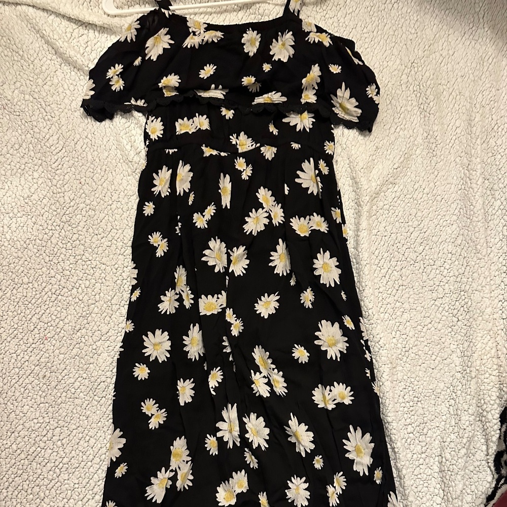 Justice Black Floral Pattern Summer Dress